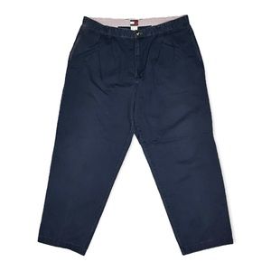 Vintage TOMMY HILFIGER 90s Baggy Chino Navy Dark Blue Pants 40x30 Vtg